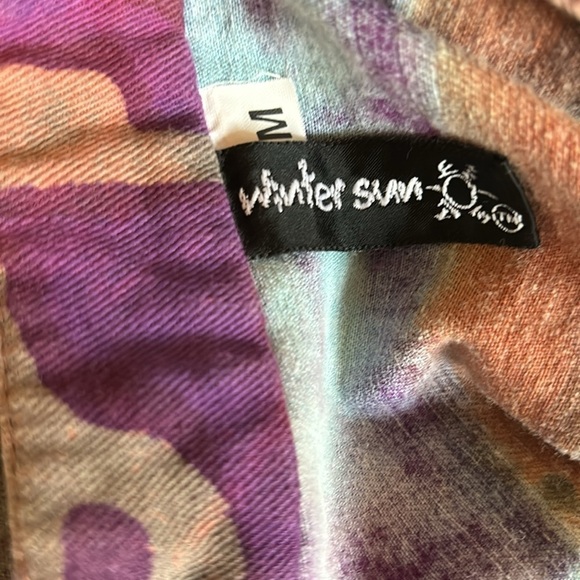 VTG Artsy Boxy Jean Jacket Sz M Colorful Graffiti Print Cotton Pockets Casual - Picture 5 of 9